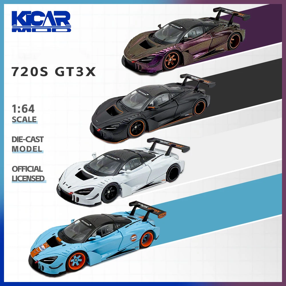 FG Modell 1/64 720S GT3X Rennwagen-Modell Oldtimer Druckguss-Fahrzeug Sammlermodell Mit Vitrine Geschenke für Erwachsene