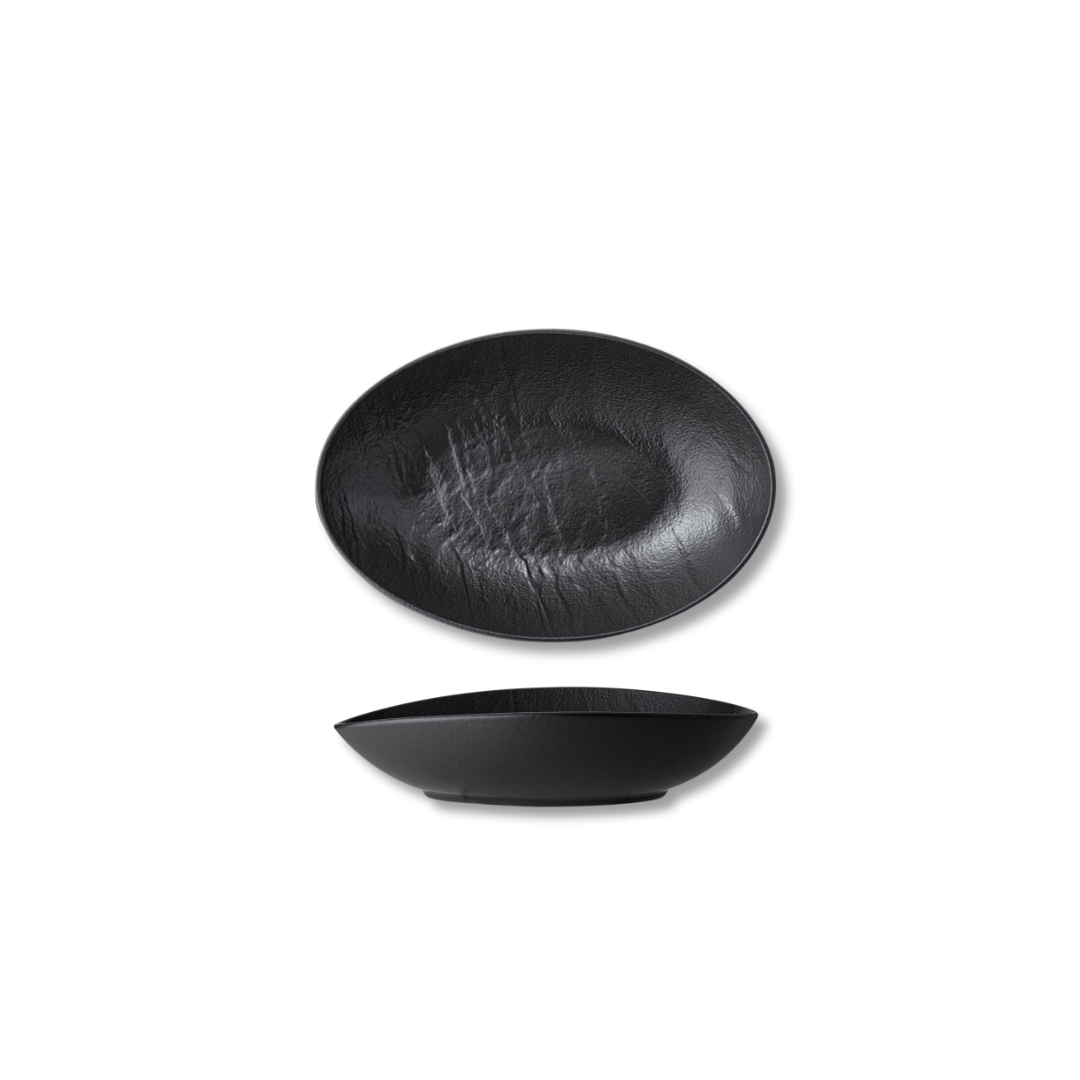 Wilmax England Wilmax Ovaler Teller SlateStone Schwarz 8 x 6 x 3 cm Porzellan, 6er Set Image