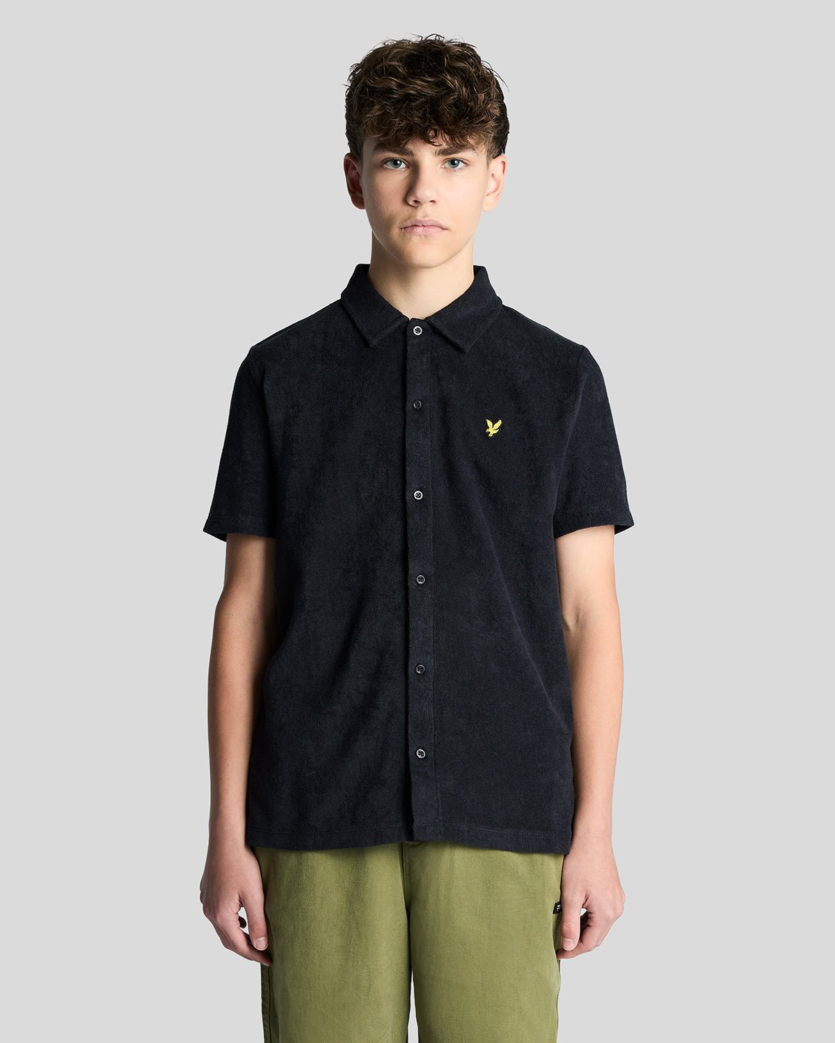 Lyle & Scott Boys Short Sleeve Towelling Shirt - Navy Cotton - Size 12-13Y | Lyle & Scott Sale | Discount Designer Brands