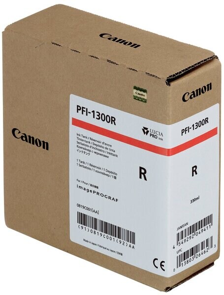 Canon Tinte PFI-1300, rot, für PRO-2000, PRO-2100, PRO-4000S, PRO-4100S, PRO-4000, PRO-4100, PRO-6000S, PRO-6100S, PRO-6000, PRO-6100, Inhalt: 330 ml Image