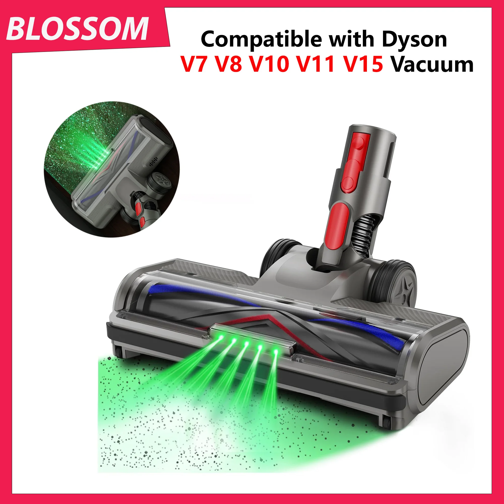 Blossom Rollbürstenkopf für Dyson V7 V8 V10 V11 V15 Kabelloser Staubsauger Ersatzteil mit LED-Beleuchtung Image