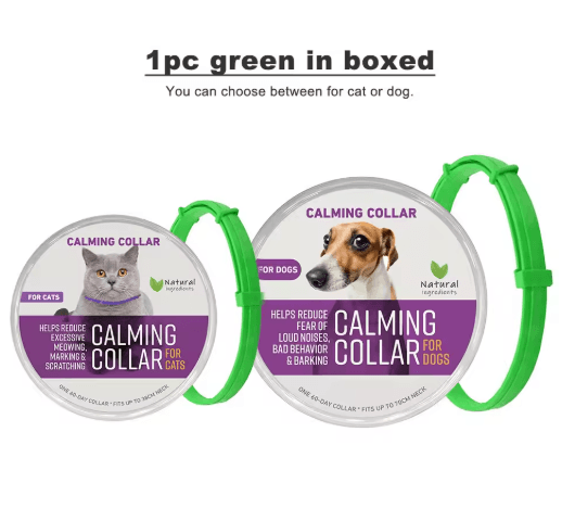 Adjustable Pheromone Calming Collar For Cats & Dogs Long Lasting Anxiety Relief 1pc Green In Boxed calming For Dog 70cm
