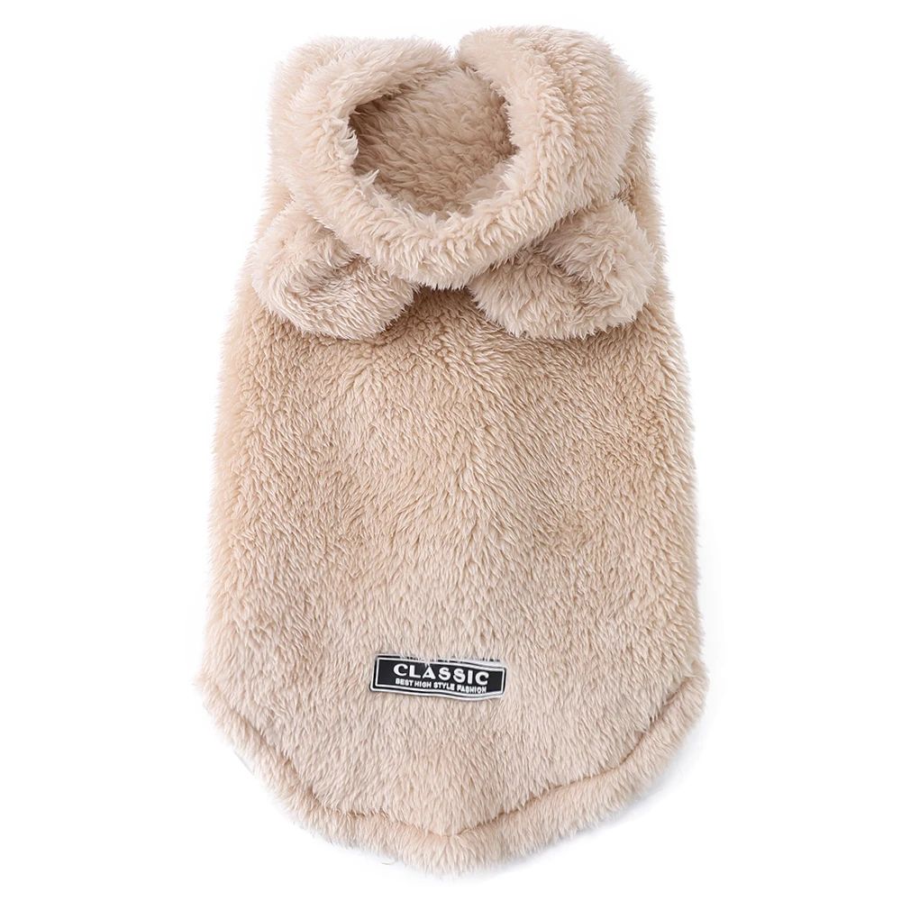 CozyPaws Warm Cat Sweater And Pet Fleece Hoodie beige xs