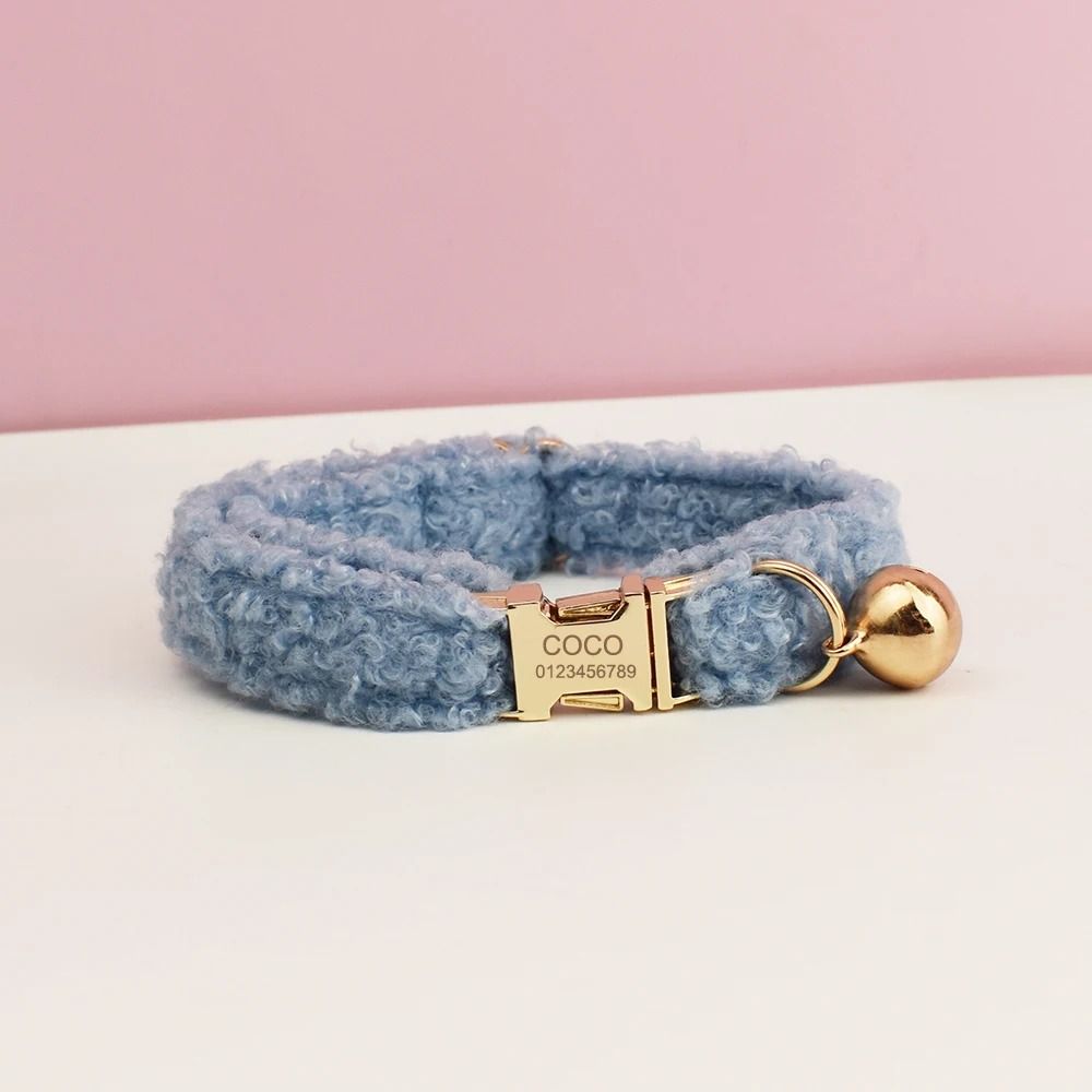 Personalized Teddy Cat Collar With Name Plate Bell And Bow Tie 08 16 26 Cm