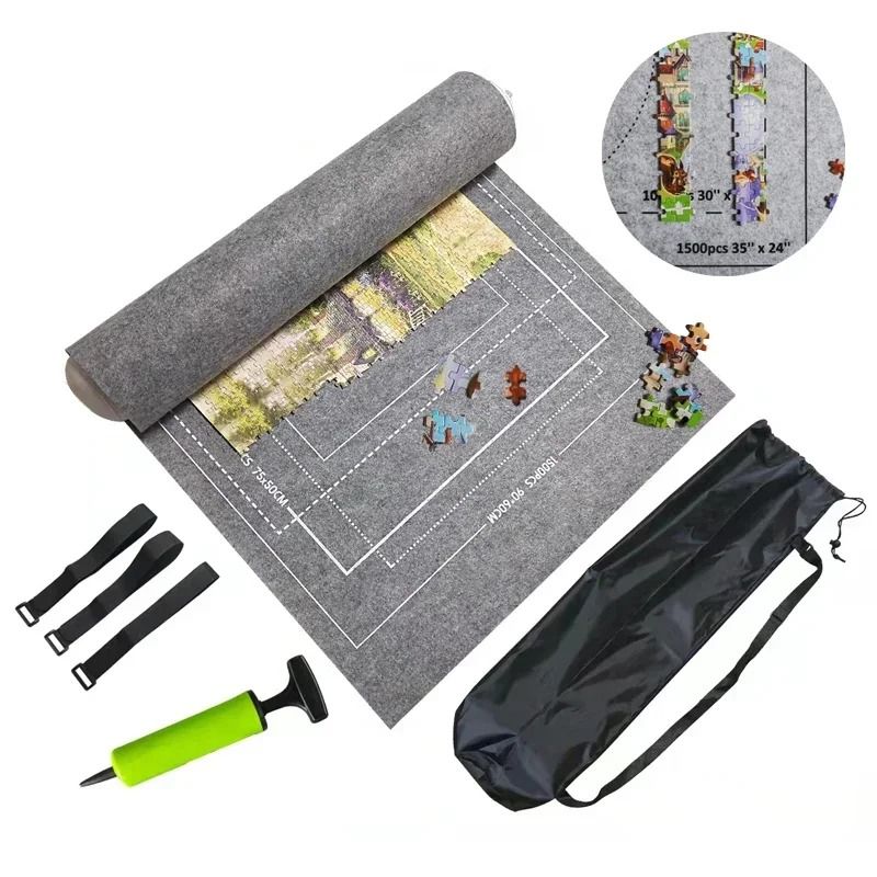 Portable Puzzle Roll Up Mat For Up To 1500 Piece Jigsaw Puzzles black Set
