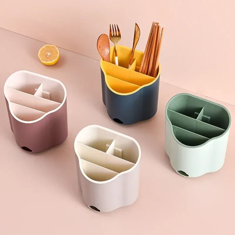Double Layer Cutlery Drain Rack Spoon Fork Chopstick Holder white