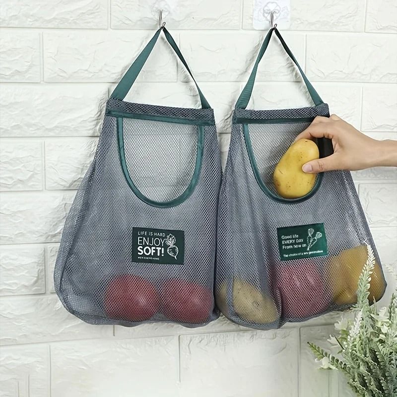 Hanging Mesh Produce Storage Bags For Garlic, Potatoes & Onions double Layer 3pcs
