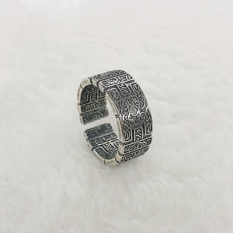 Tang Grass Gothic Open Ring For Men And Women Vintage Silver Punk Statement Jewelry Tang Grass Gothic Open Ring For Men And Women Vintage Silver Punk Statement Jewelry