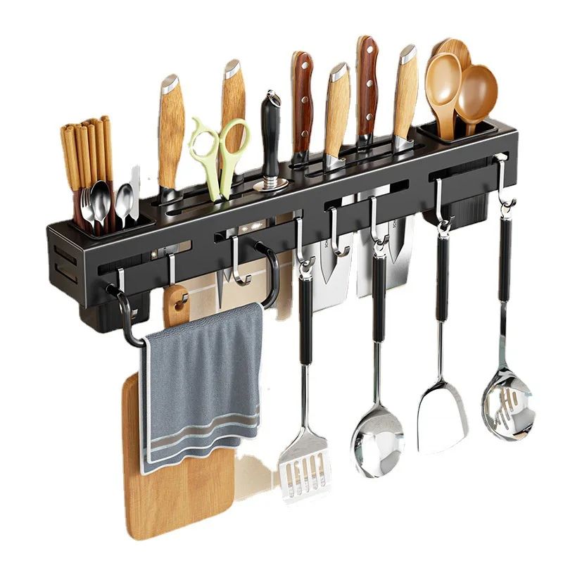 Stainless Steel Wall Mounted Knife Holder Rack With Hooks 30cm (11.81 In)