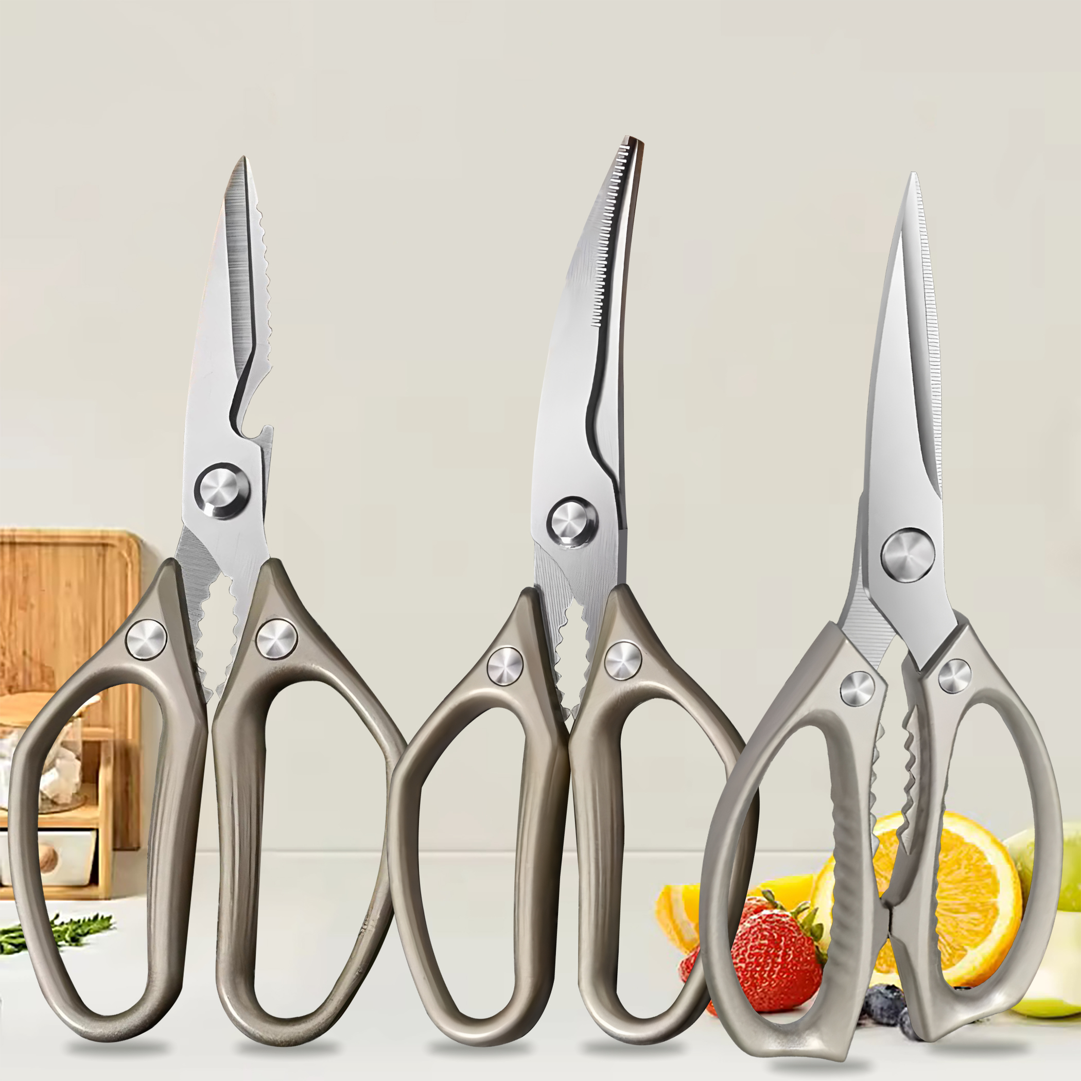 Heavy Duty Kitchen Scissors Stainless Steel Poultry Shears For Chicken, Fish & BBQ Prep b