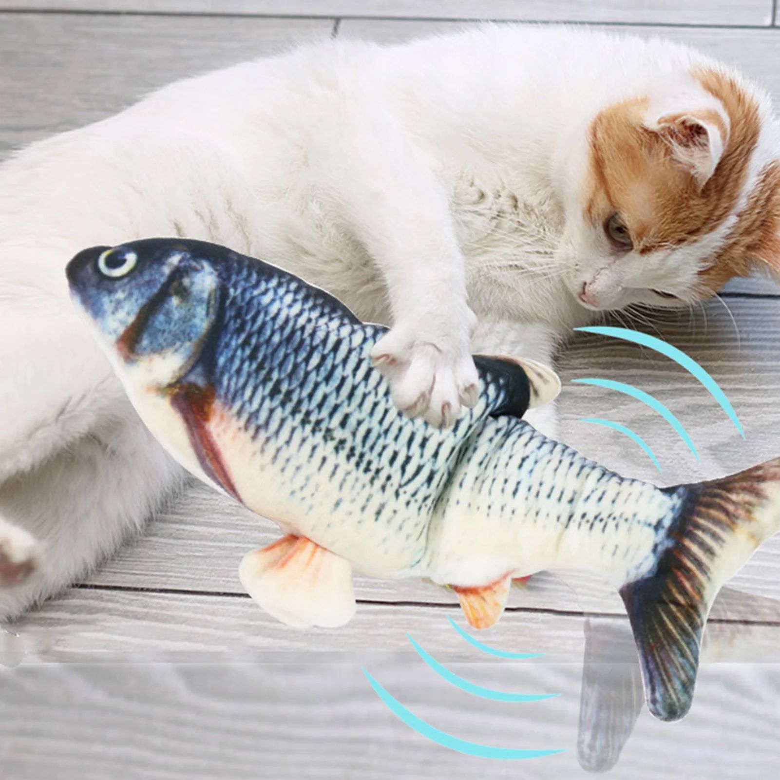 FlopNPlay Interactive Moving Fish Toy USB Rechargeable Cat Toy a