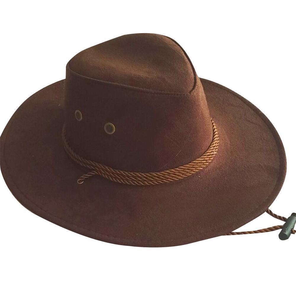Western Cowboy Hat For Men Wide Brim Cowgirl Jazz Style Outdoor Costume Hat chocolate