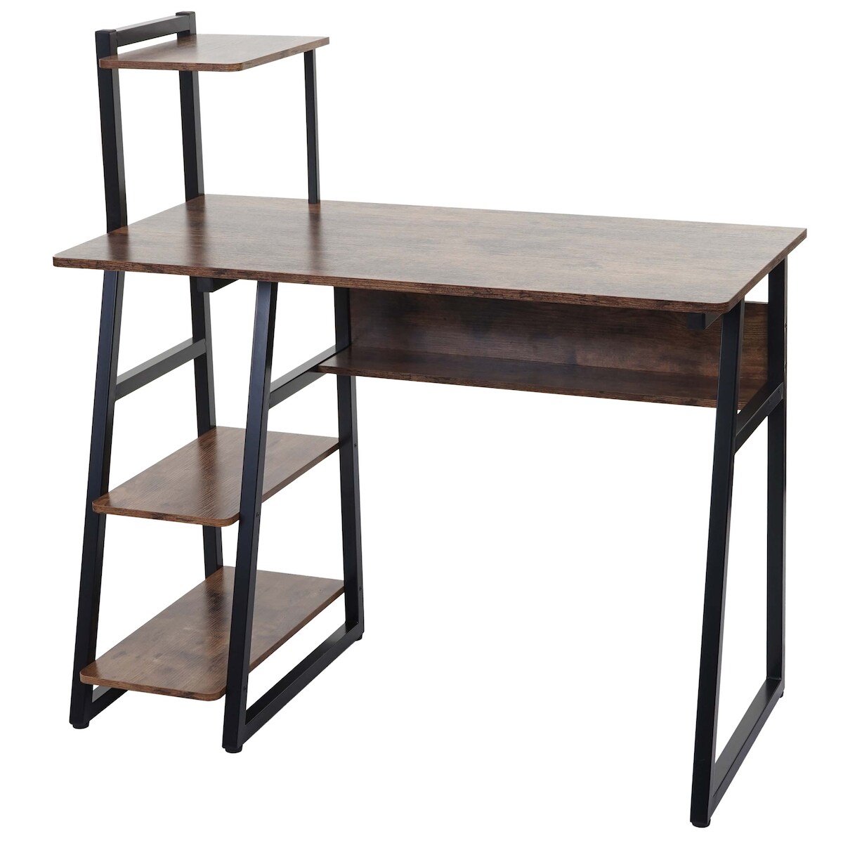 Mendler Schreibtisch mit Regal HWC-K68, Laptoptisch Bürotisch Arbeitstisch, MVG-zertifiziert 100x50cm, Metall MDF ~ braun Image