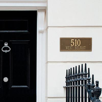 Double-Line Estate Plaque - Wall, Black with Gold Letters - Frontgate