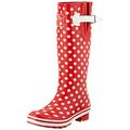 Evercreatures Womens Tall Wellington Boots 10DOT04 Red/White Polka Dots 4 UK, 37 EU Regular