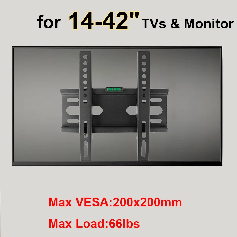 14 bis 42 Zoll feste TV-Monitor-Wandhalterung für LED-LCD-Fernseher und Monitore, flache, kleine TV-Halterung, einfache, schlanke Wandhalterung bis 30 kg Image