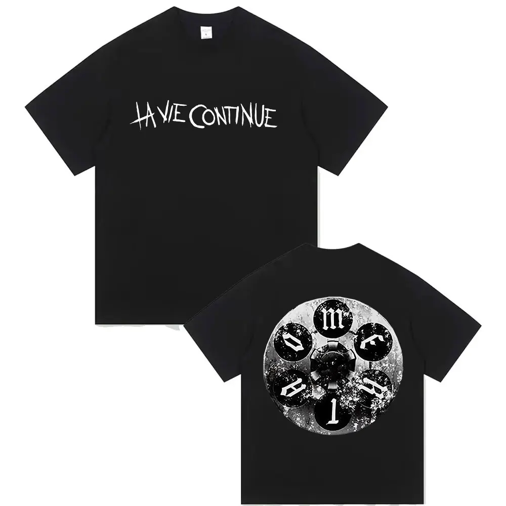 La Vie Continue Maes Album 2025 Merch T-Shirt Herren Punk Retro Übergroßes Baumwoll-T-Shirt Unisex Hip Hop Gothic Kleidung T-Shirt