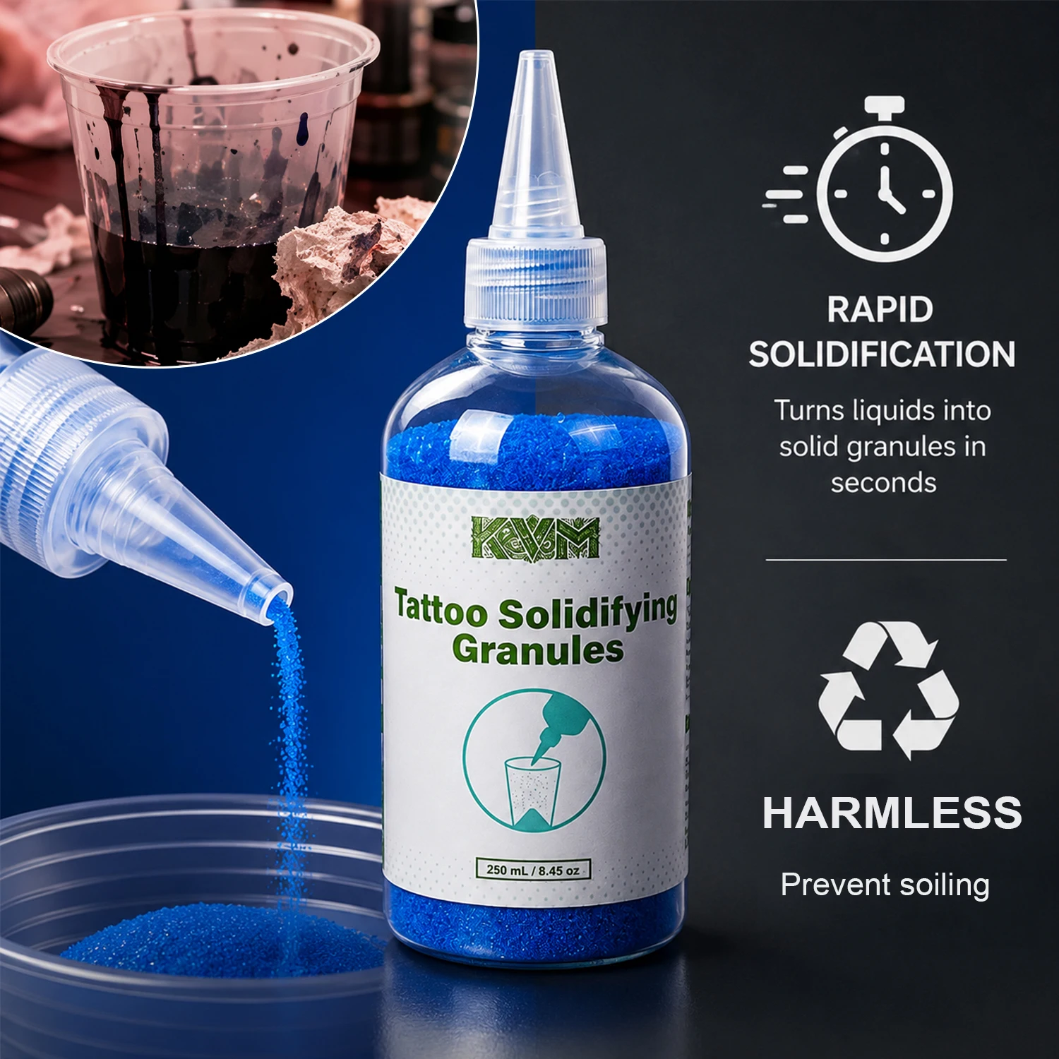 Tattoo-Härtungskörner 250mL Schnellwirkende Flüssigabfall-Härtungsmittel für Tätowierer Sichere & Unbedenkliche Entsorgungslösung Image