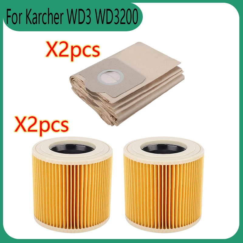 Für Kärcher WD3 Premium WD3200 WD 3300 MV3 A2004 A2054 Staubsauger Ersatzteile Zubehör Ersatz-Staubbeutel Hepa-Filter Image