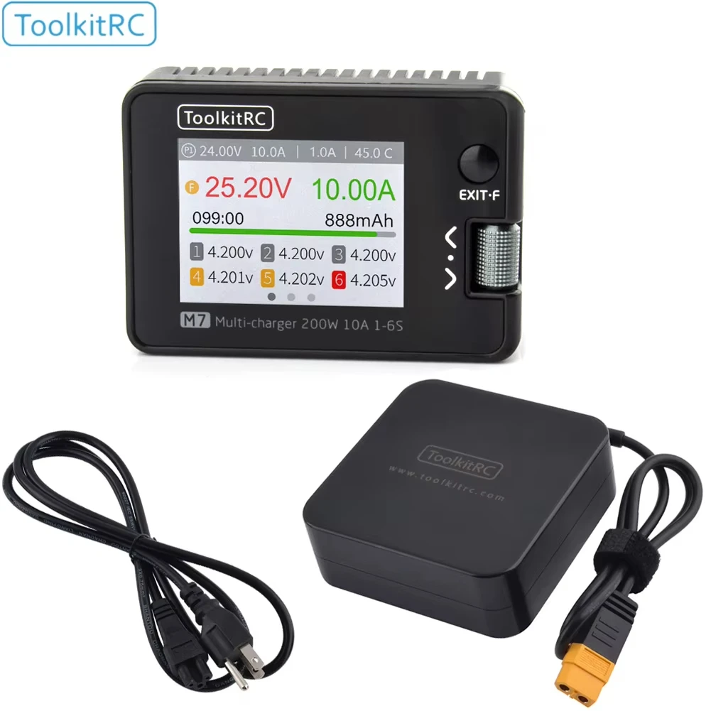 ToolkitRC M7 200W DC Balance-Ladegerät/Entladegerät ADP100 100W Adapter (EU/US) für 1-6S Lipo LiHV LiFe Lion RC-Akku Image