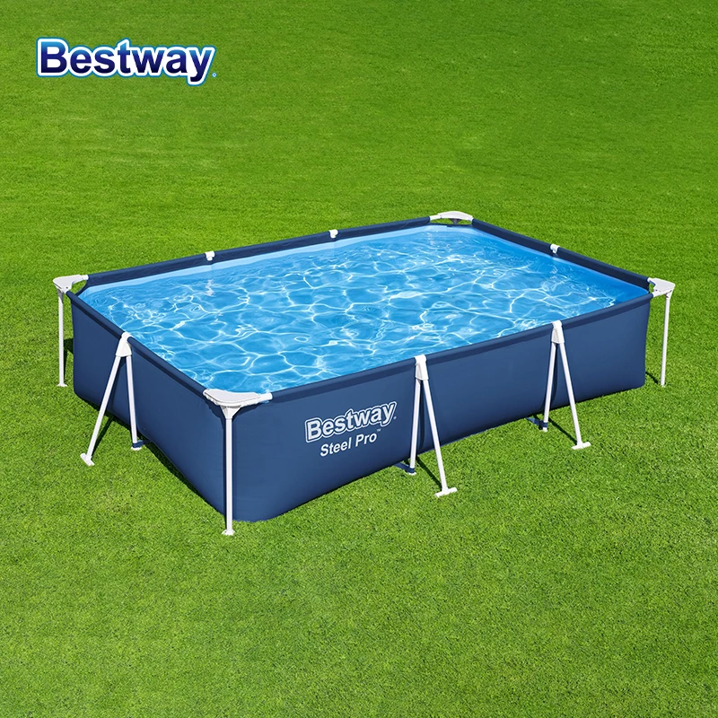 Bestway 56404 Stahlrahmen-Pool ohne Pumpe, Dunkelblau, Quadratisch Image