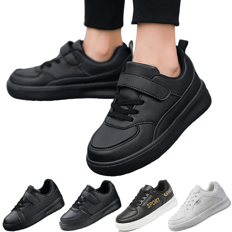 Turnschuhe für Kinder, Jungen und Mädchen, Skate-Schuhe, bequeme, leichte Low-Top-Skate-Schuhe, schwarze, lässige Skate-Schuhe, Größe 30–39