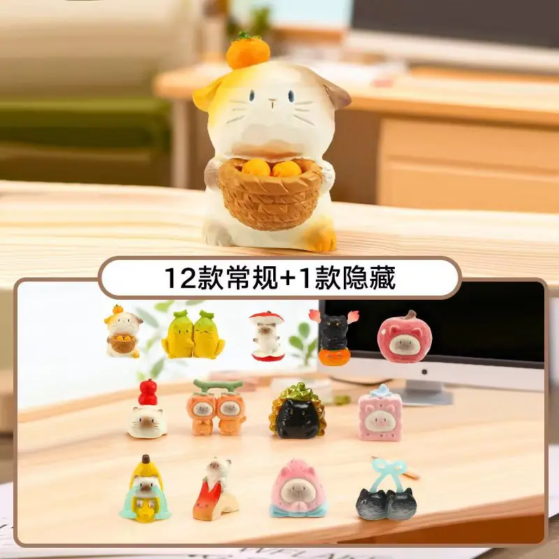 Mao Mao Pai Blind Box, niedliche lustige Früchte-Katzenfigur, authentische kreative Desktop-Dekoration, Heim- und Bürodekoration für erwachsene Sammler Image