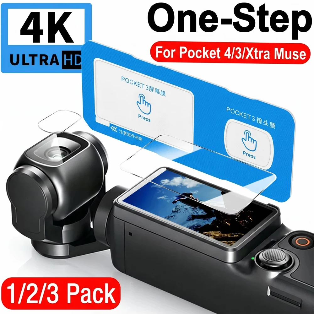 Gehärteter Glas-Displayschutz für DJI Osmo Pocket 4/3/Xtra Muse mit Auto-Ausrichtungs-Kit HD-Kamera-Schutz Image