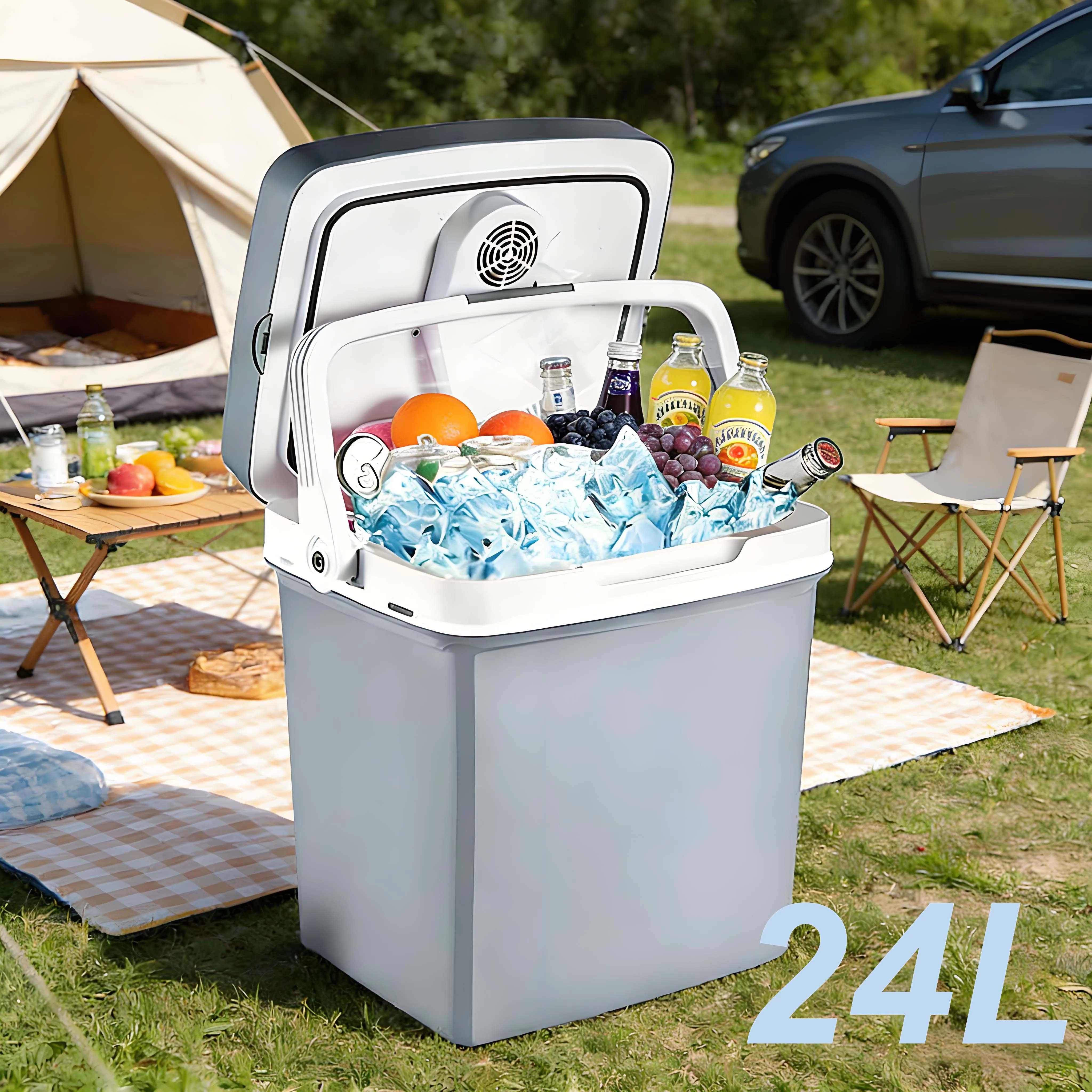 24L 12V Tragbarer Auto-Kühlschrank Mini-Kühlbox Gefrierschrank Tragbare Kühlbox DC 110-240V Kühlbox Sommer Outdoor-Kühlschrank für Camping Image