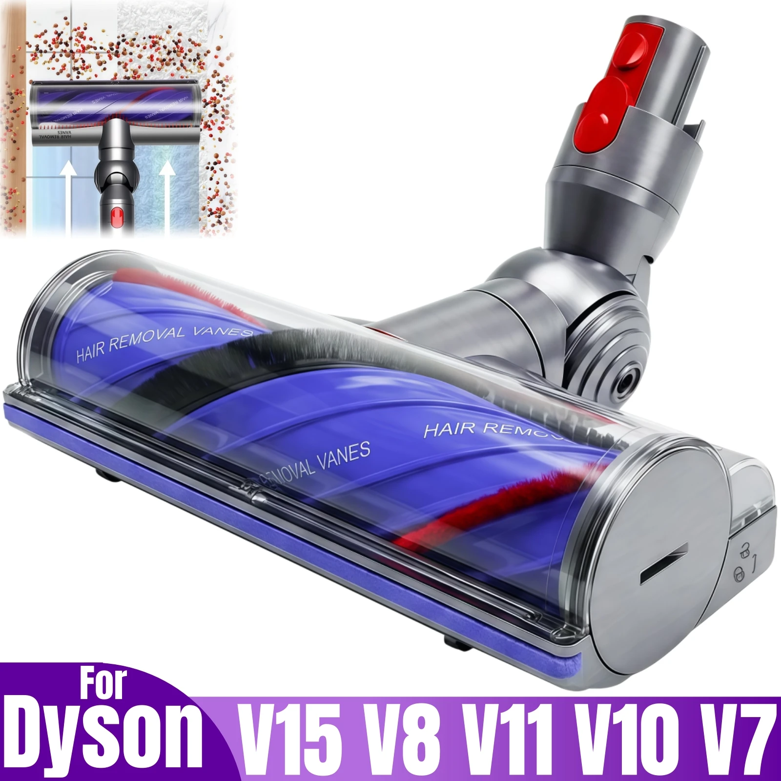 Vakuum-Rollenreinigungsaufsatz mit Direktantrieb für Dyson V15 V8 V11 V10 V7 SV10 SV25 SV22 SV47 SV14 Staubsauger, Schnellverschluss Image