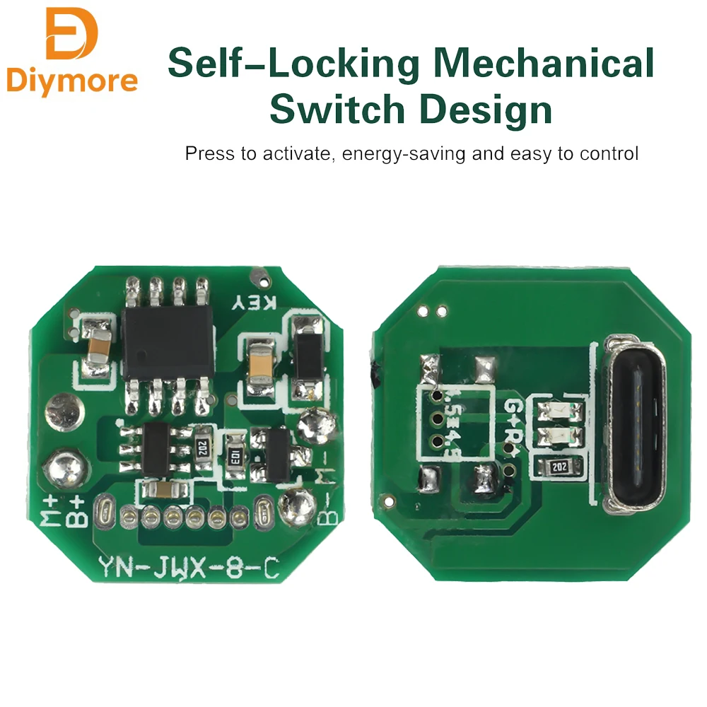 1/5 Stück DC 3,2-4,2V 1-Gang Starklicht-Handmotor-Antriebsplatine Taschenlampen-DIY-Zubehör Selbstverriegelnder Schalter Typ-C-Schnittstelle Image