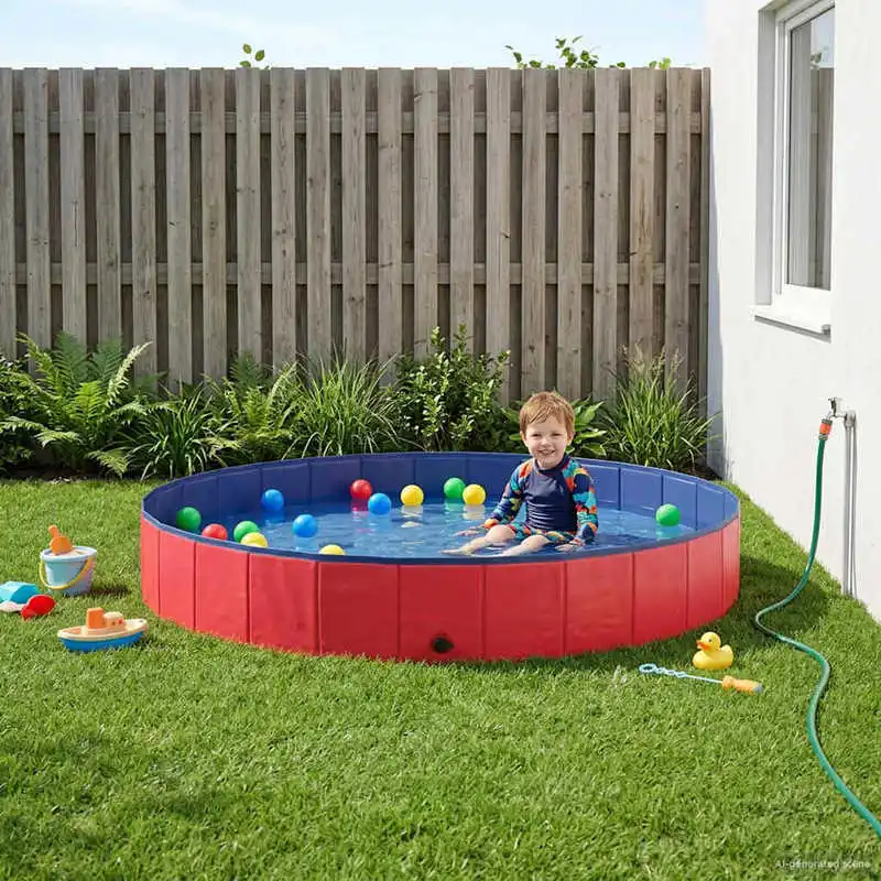 Piscine pour enfants ronde Ø 200 x 30 cm rouge, piscine pour enfants dans le jardin et sur la terrasse, piscine pour jeux d'été et plaisir aquatique, piscine familiale pour loisirs en plein air,