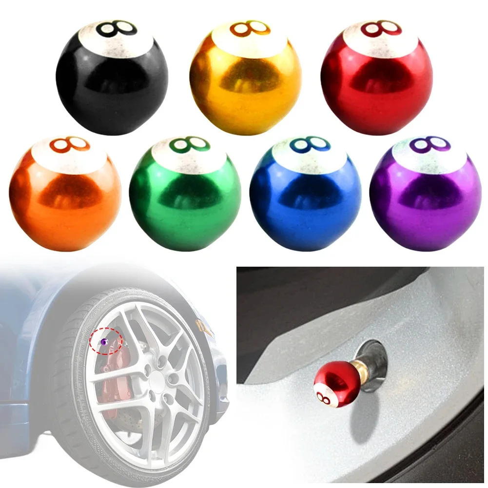 Bunte Autoreifen, Aluminiumlegierung, farbige Ventilkappen, farbige Kugeln, 8-förmige Metallventilkappen und Ventile Image