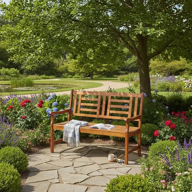 Banc d'extérieur, 122 cm, banquette de jardin en bois pour l'extérieur, capacité de charge jusqu'à 318 kg, banc de jardin extérieur avec dossier et accoudoirs, banc de terrasse pour jardin, parc, cour