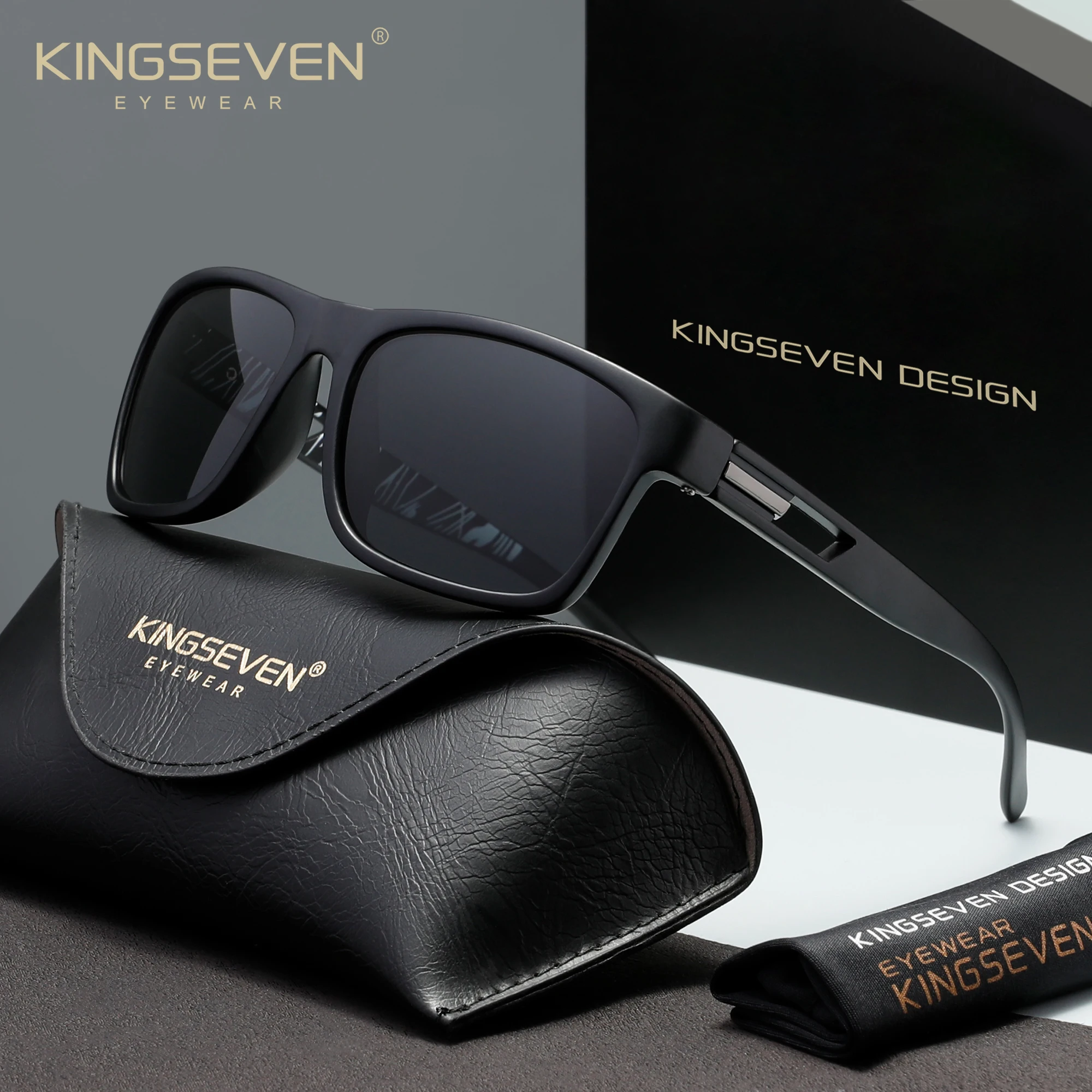 KINGSEVEN Trendige Freizeit-Sonnenbrille, klassische Luxus-Unisex-Brille für Autofahren, Outdoor-Sport, polarisierte, schützende UV400-Brille Image