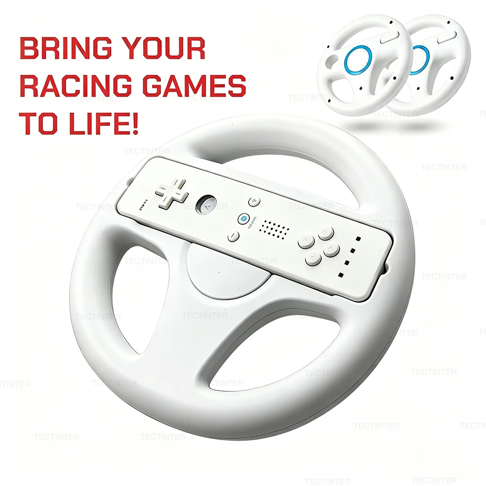1 Stück Lenkrad für Nintendo Wii Fernbedienung, Kart-Rennspiele, Schwarz-Weiß, Wii-Zubehör Image