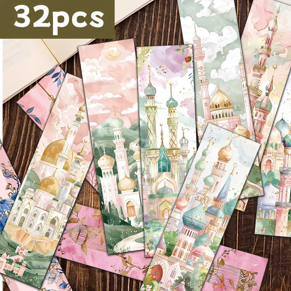 32 Stück, Eid-Aquarell-Fantasie-Lesezeichen, ein liebevolles Geschenk für Bücherwürmer, Freunde und Lehrer, DIY dekorativer Seitenmarker Image