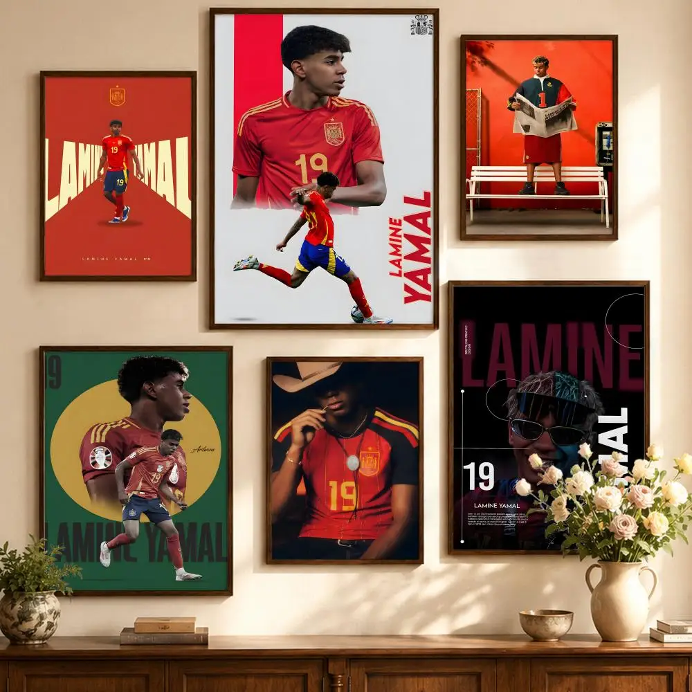 Athlete L-Lamine Yamal Poster, selbstklebendes Poster, Wandkunstdruck, moderne Heimdekoration, Wohnzimmer, Schlafzimmer, Dekoration Image