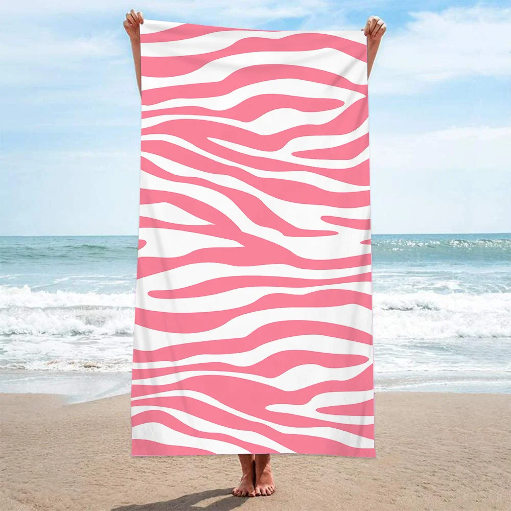 Niedliches Pastell-Zebra-Textur Strandtuch mit Festem Rand, Großes Saugfähiges Pooltuch für Tägliche Strand- und Schwimmspaß Image