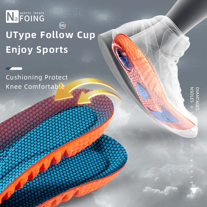 Sport-Einlegesohlen für Schuhe, Stoßdämpfung, Deodorant, atmungsaktives Kissen, Lauf-Einlegesohlen für Füße, für Männer und Frauen, Massage-Pflege-Pads Image
