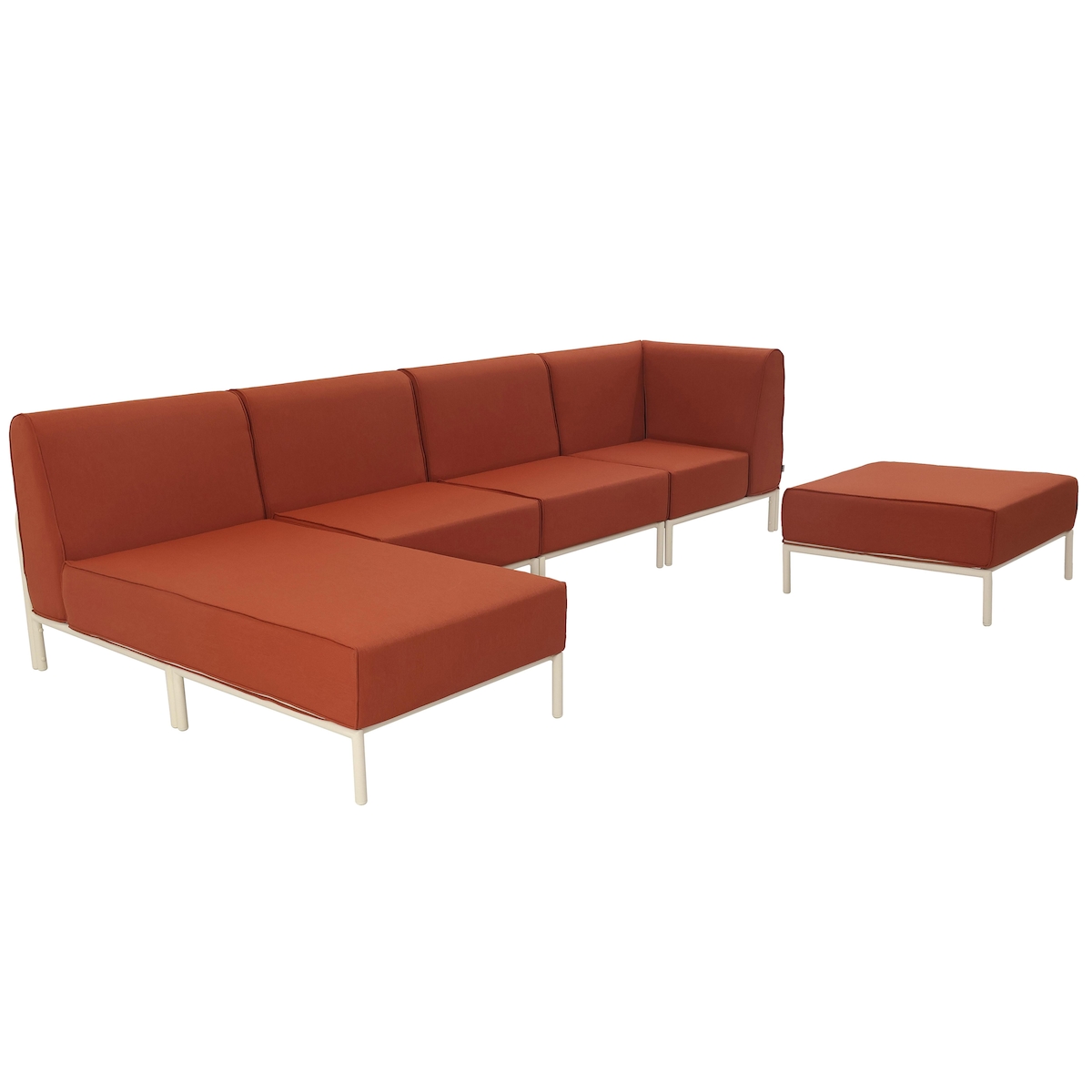 Oviala Business Modulares niedriges Gartenmöbel-Set mit einfarbiges Muster 5Plätze Rot Oviala 360 x 153 x 78 cm Image