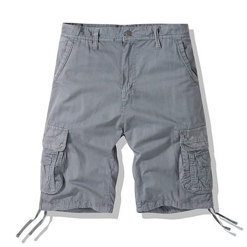 Herren Komfortbund Cargohose Cargohosen Cargo-Shorts Shorts Freizeitshorts Mehrere Taschen Klappentasche Einfach Knielang Lässig Outdoor Streetwear Mode Streetwear Khaki Schwarz Unelastisch Image