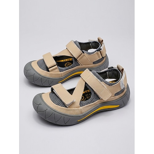 Geschlossene Damen-Wandersandalen – atmungsaktive Mesh-Sportsandalen mit Zehenschutz, doppelt verstellbarem Klettverschluss und rutschfester Sohle für Camping, Wasserwanderungen und Image