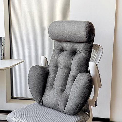 All-in-One-Hals Lendenstützkissen, ergonomisches 3D-Rückenkissen mit extraweicher, wolkenartiger Komfort-Rückenlehne für Bürostuhl, Autositz und Gaming-Stuhl Esszimmerstuhl, entlastet den unteren Image