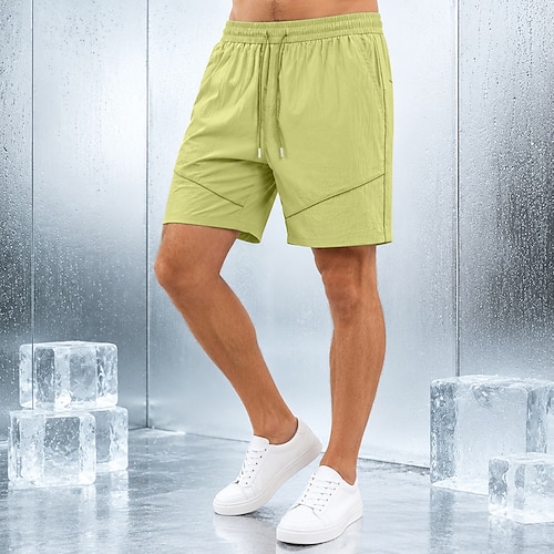 Herren Komfortbund Schnelltrocknende Shorts Aktiv Shorts Freizeitshorts Tasche Elastischer Bund Rein Einfach Einheitliche Farbe Schnelltrocknend Atmungsaktiv Über dem Knie Lässig Outdoor Training Image