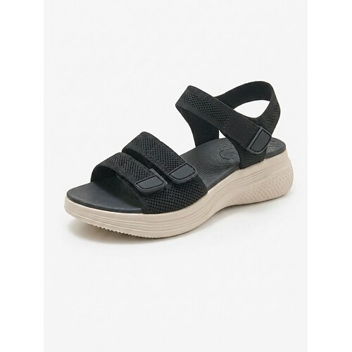 Blaue Damen-Wandersandalen mit Fußgewölbeunterstützung – bequeme Sandalen mit atmungsaktivem Strickobermaterial, weich gepolstertem Fußbett, leichter Stoßdämpfung und rutschfester Sohle für Reisen,