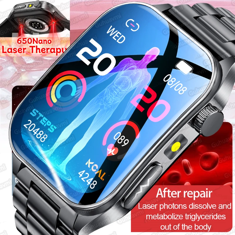 2025New 650nm Laser Konditionierung Saphirglas Smart Uhr Männer EKG Herzfrequenz Micro Körperliche Prüfung Gesundheit Smartwatch Temperatur