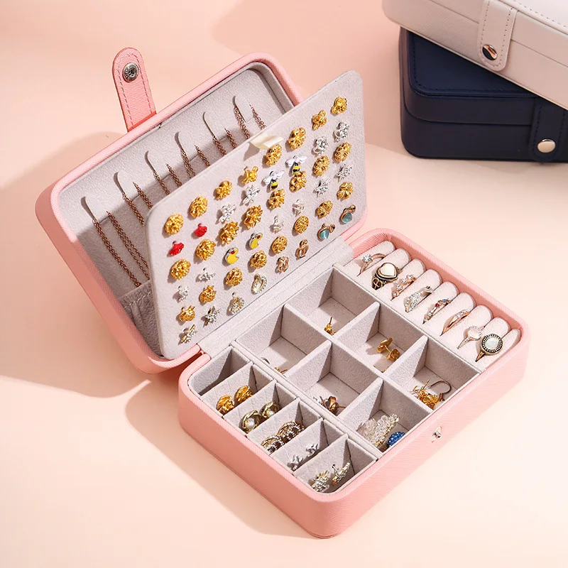 Leder-Schmuckschatulle, Organizer, Schmuck-Display, Schmuckschatullen und Verpackungen, Ringbox, geeignet für Ohrringe und Ringe Image