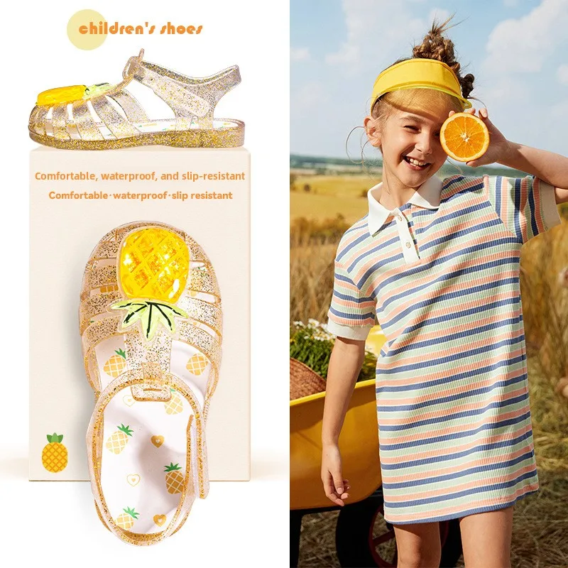 Sommer Mädchen Sandalen Niedliche Frucht-Jelly-Prinzessinnen-Schuhe Kinder Atmungsaktive Ausgehöhlte Strand-Sandalen Wasserdicht Rutschfest Kinderschuhe