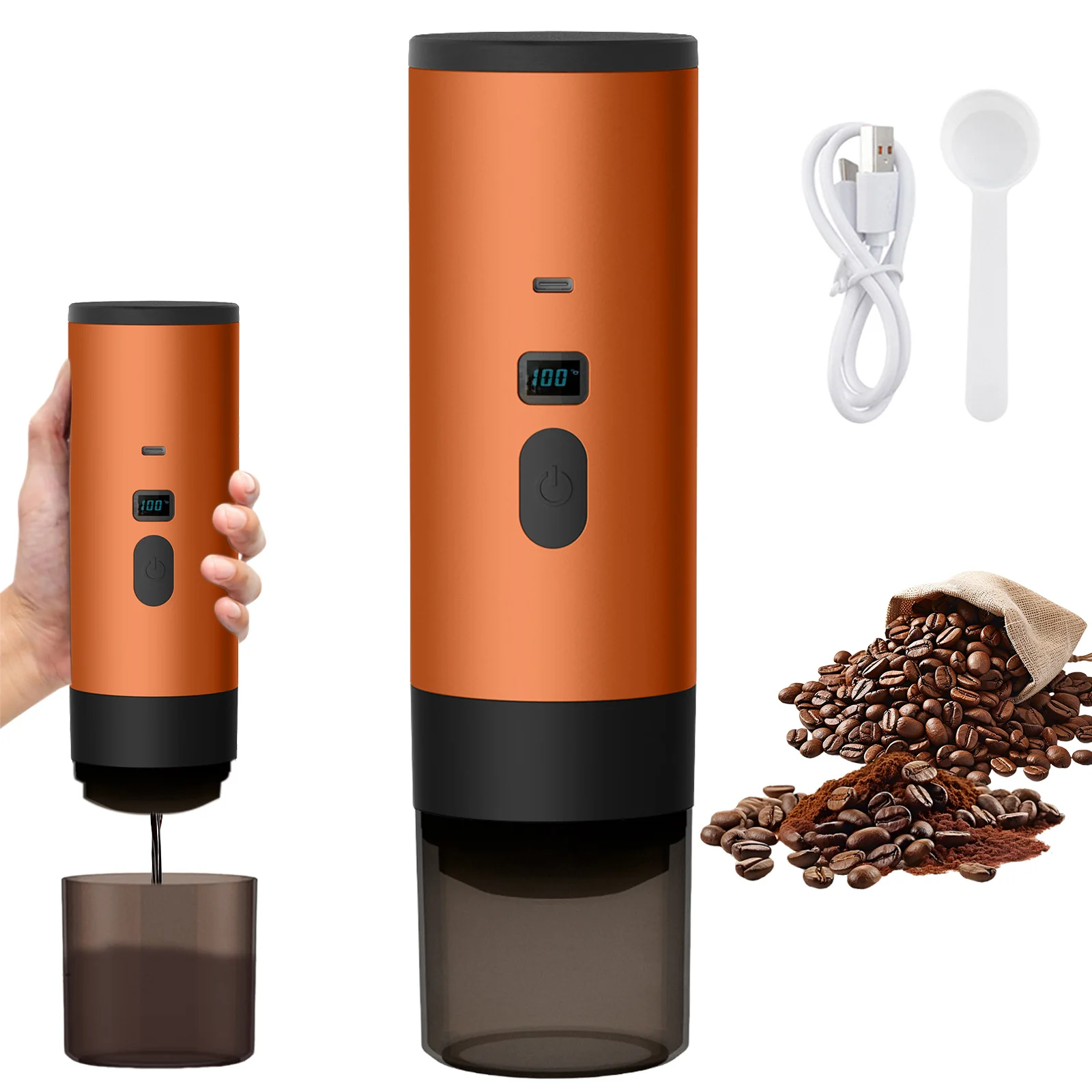 Tragbare Elektrische Kapsel-Kaffeemaschine Espresso-Kanne Kabellose Heizpumpe Kaffeepresse Reise- und Auto-Kaffeemaschine 3-in-1 Kaffeekanne Image